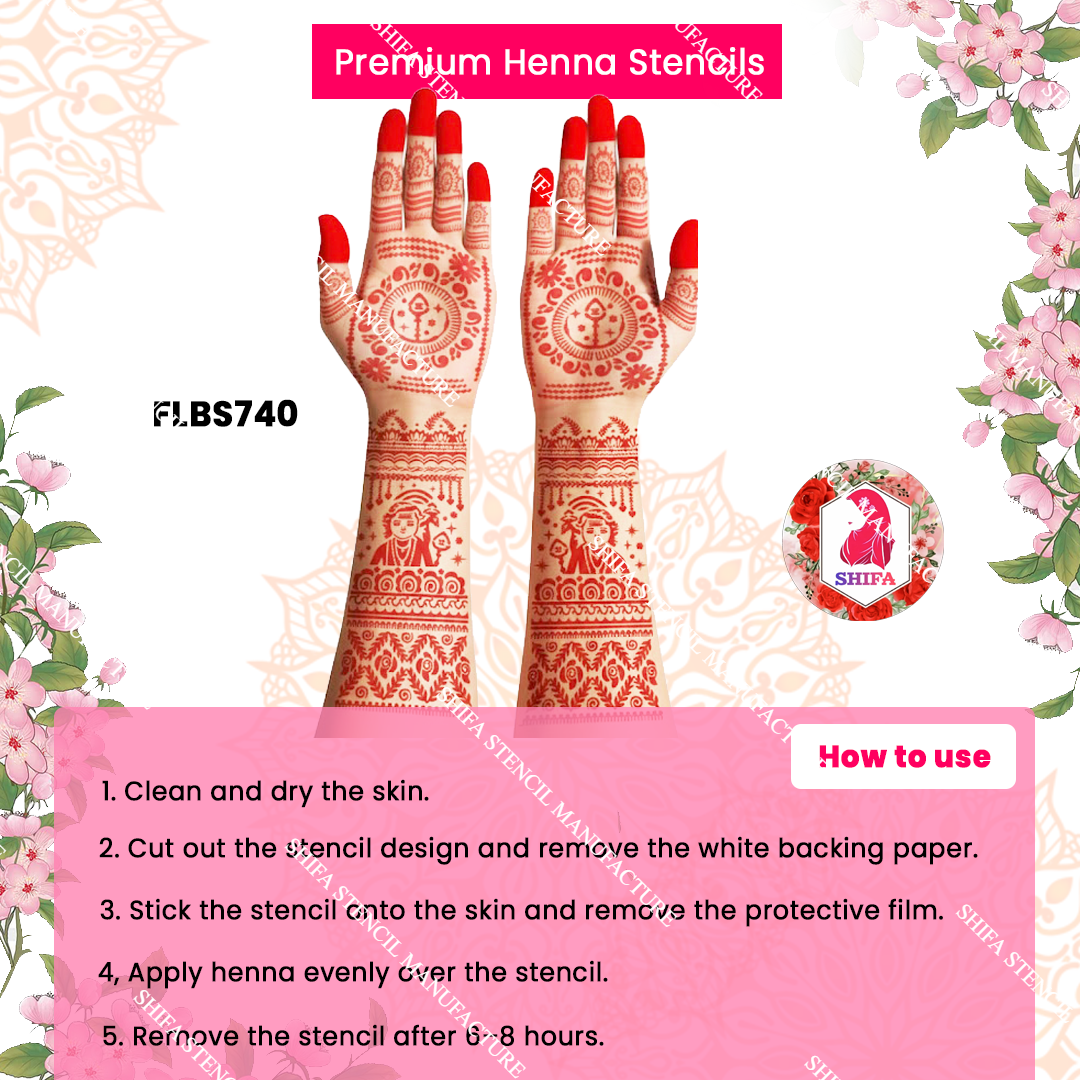 FLBS 740 Murugan Devotional Hand Design Double Hand Henna Stencil
